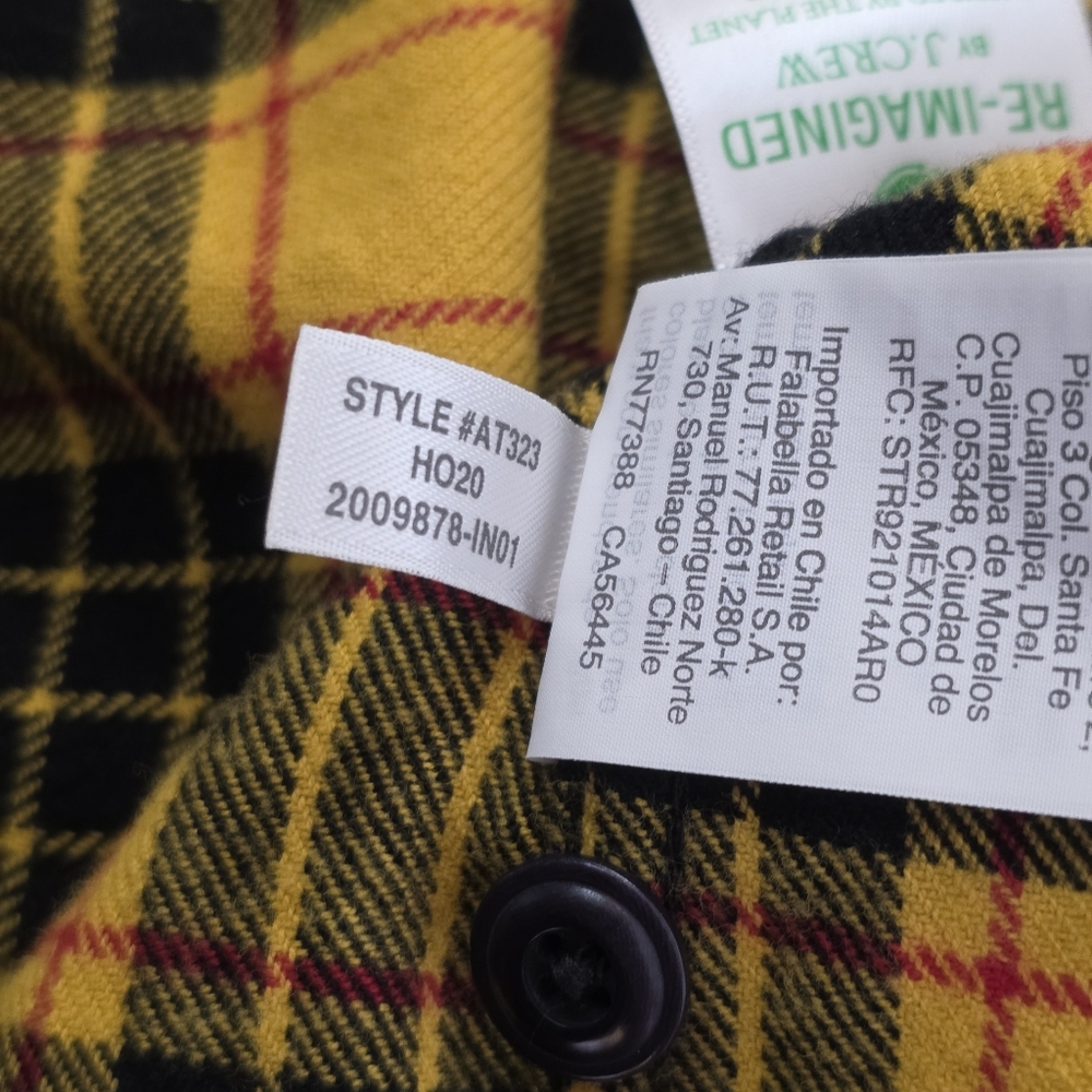 J.Crew Flannel Shirt Men L Yellow Plaid Midweight Button Down Classic Fit NWOT - Picture 10 of 10